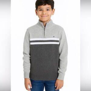 Calvin Klein Boys Gray Pullover 1/4 Zip  Sweater Size 18-20 Husky